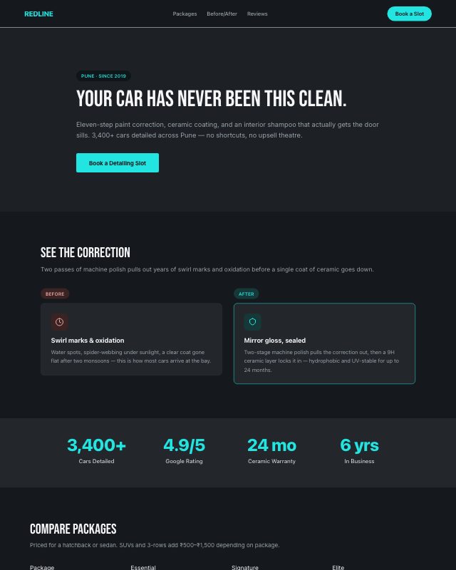 Auto Detailing Studio landing page template — preview
