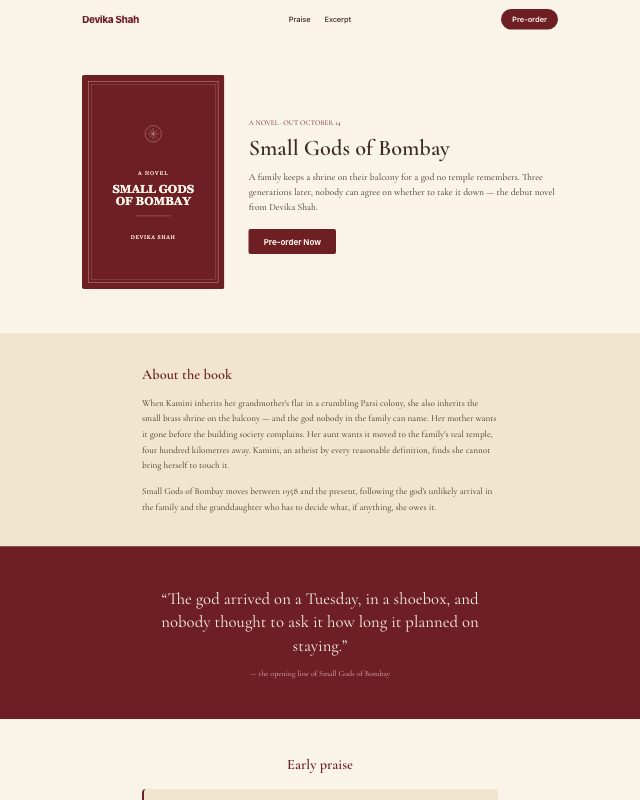 Book Launch landing page template — preview