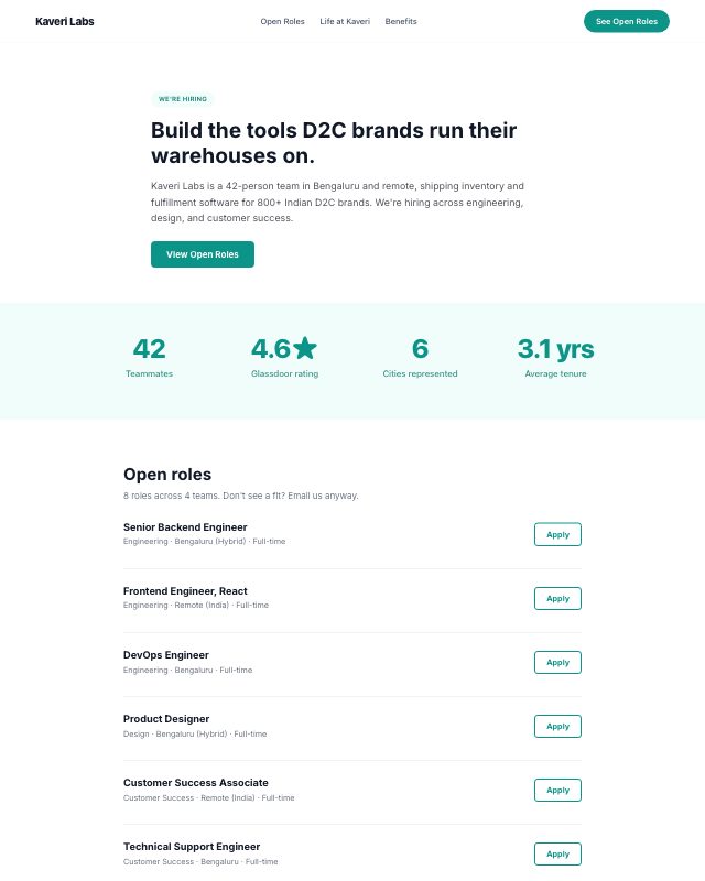 Careers & Hiring landing page template — preview