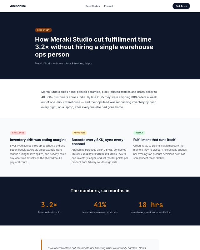 Customer Case Study landing page template — preview