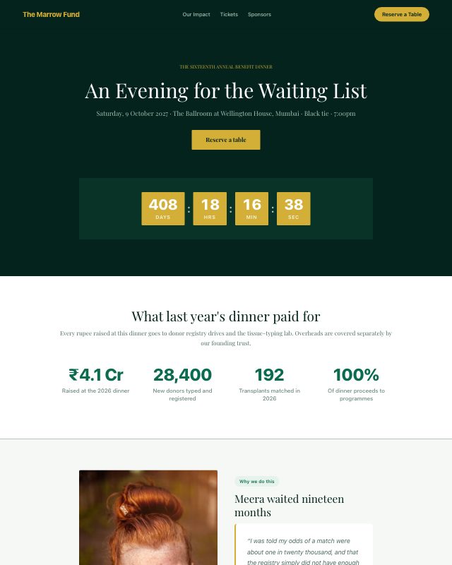 Charity Gala Invitation landing page template — preview