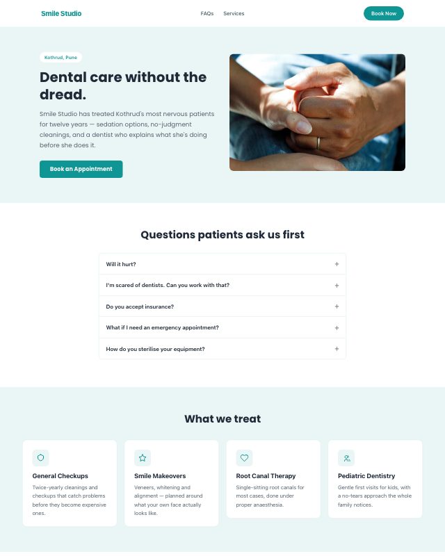 Dental Clinic landing page template — preview