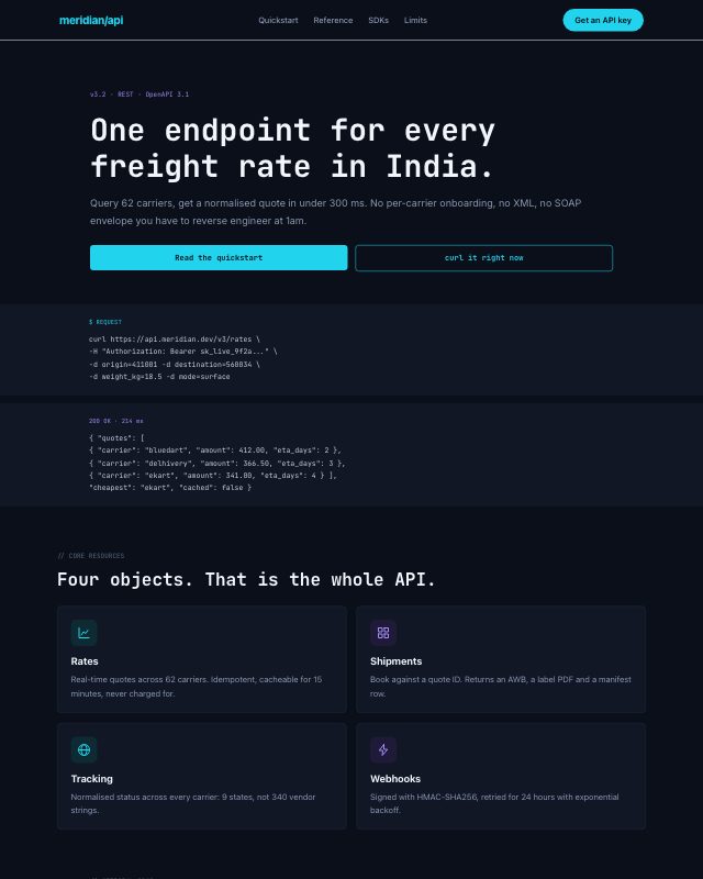 Developer API Landing landing page template — preview