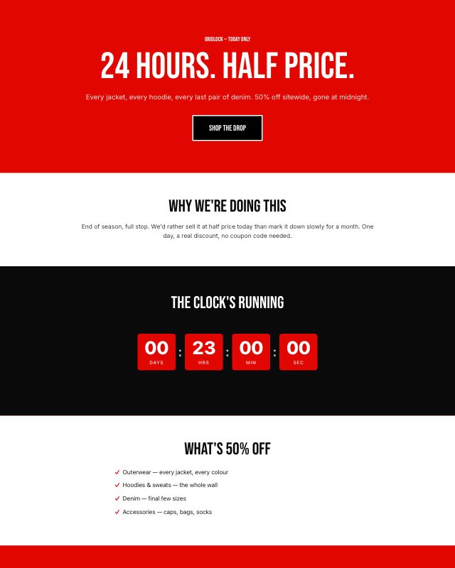 24-Hour Flash Sale landing page template — preview