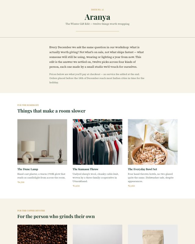 Holiday Gift Guide landing page template — preview