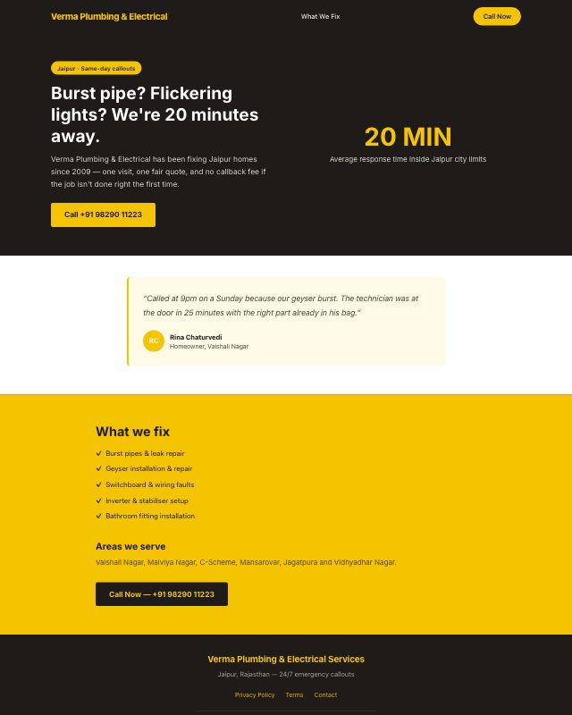Home Repair Services landing page template — preview