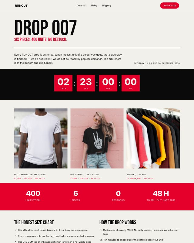Limited Merch Drop landing page template — preview
