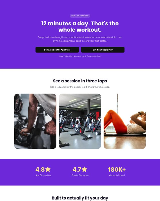 Mobile App Download landing page template — preview