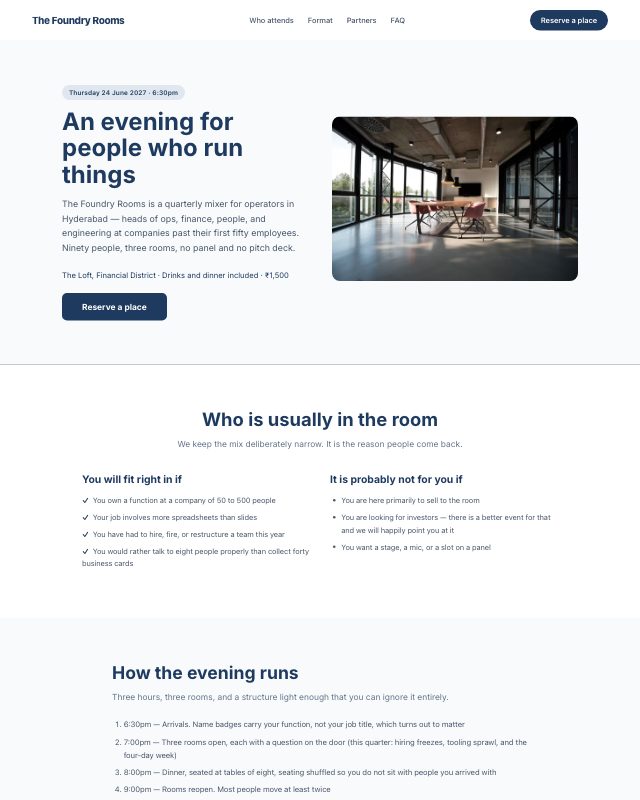 Networking Mixer landing page template — preview