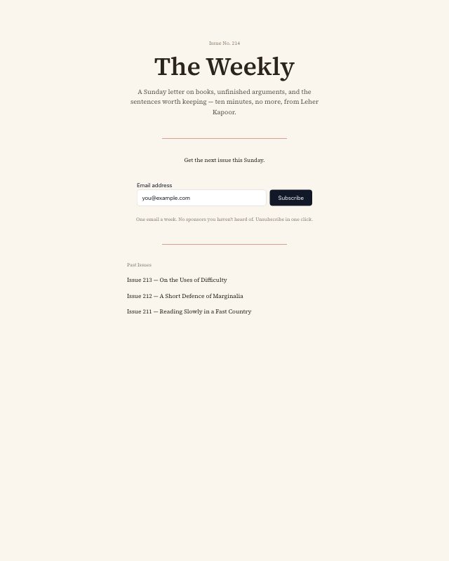 Newsletter Signup landing page template — preview
