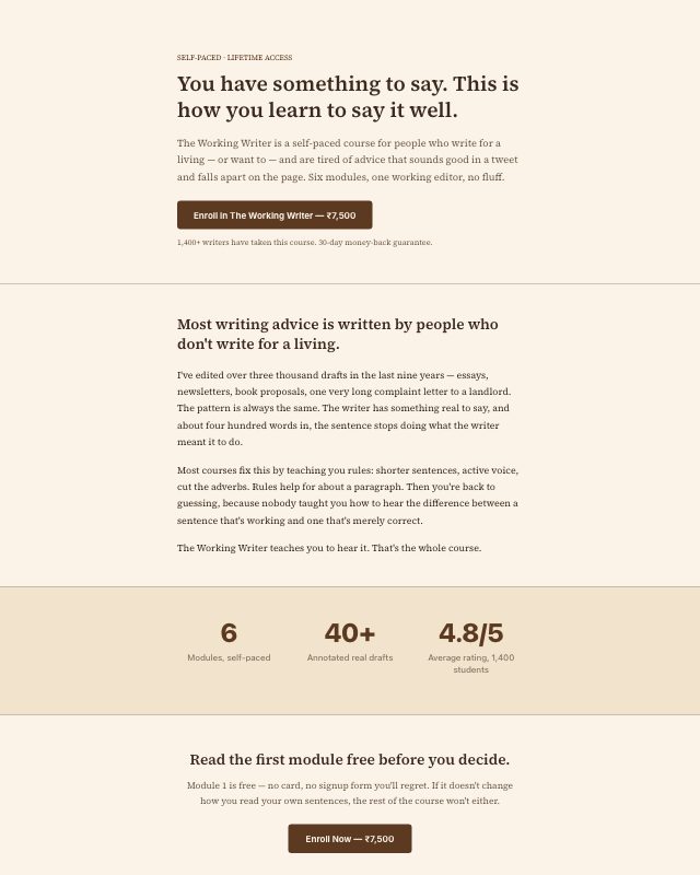 Self-Paced Online Course landing page template — preview