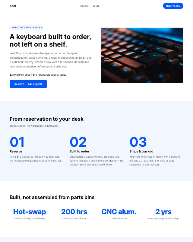 Product Pre-Order landing page template — preview