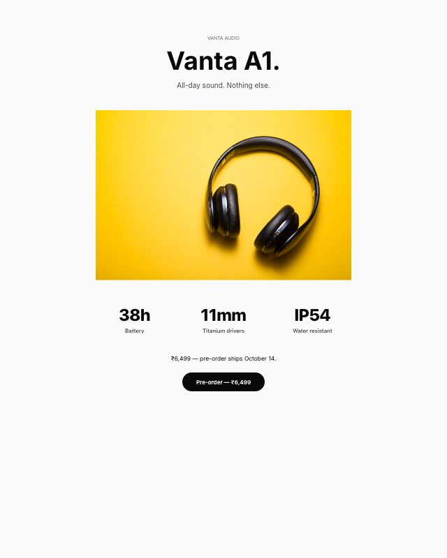 Single-Product Launch landing page template — preview