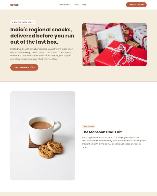Subscription Box landing page template — preview