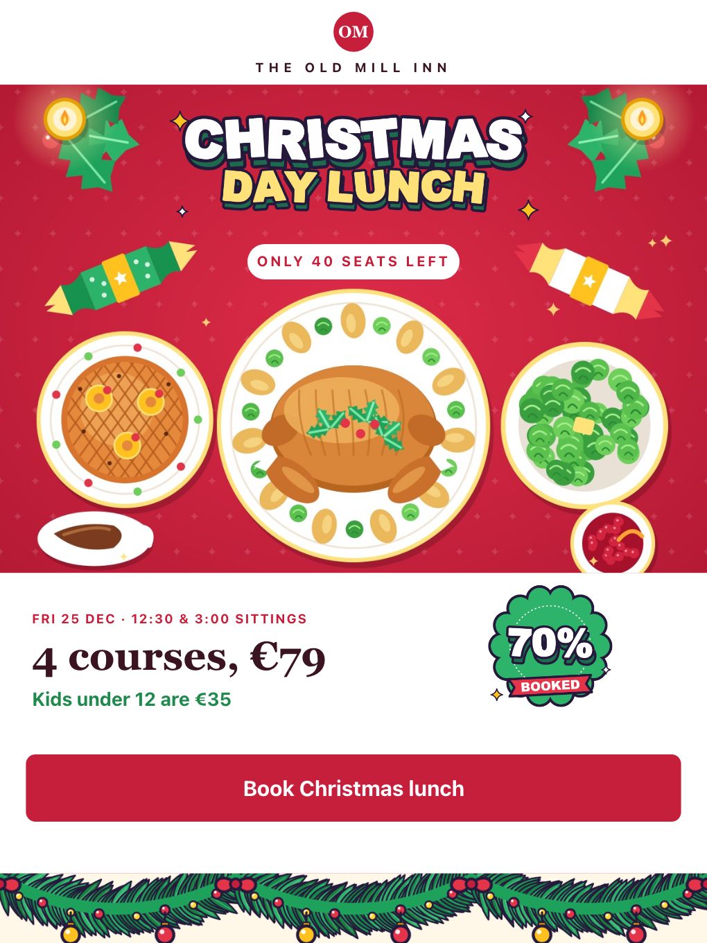Christmas Day Lunch Booking — Inn & Restaurant — email template preview