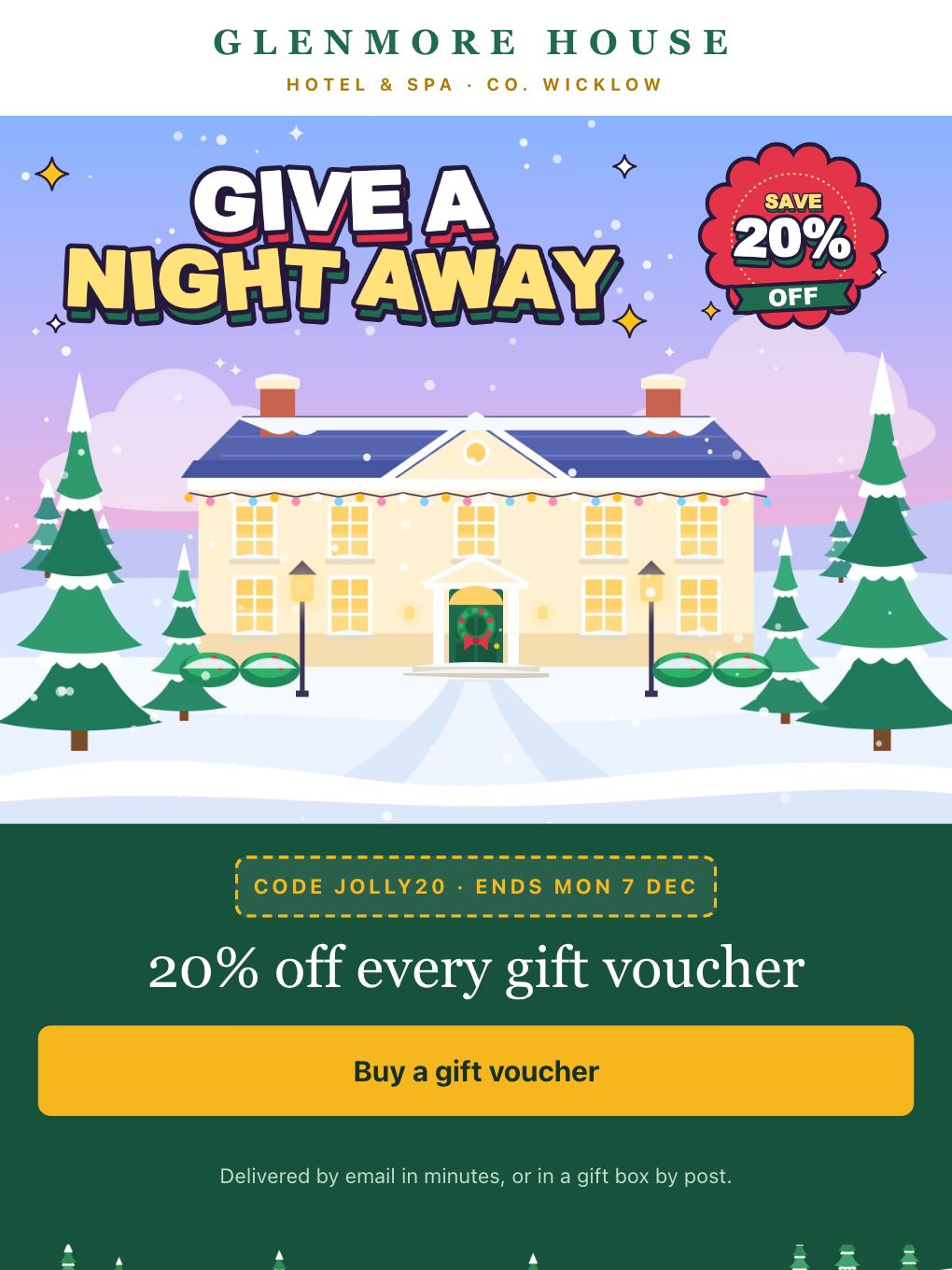 20% Off Gift Vouchers — Country House Hotel — email template preview
