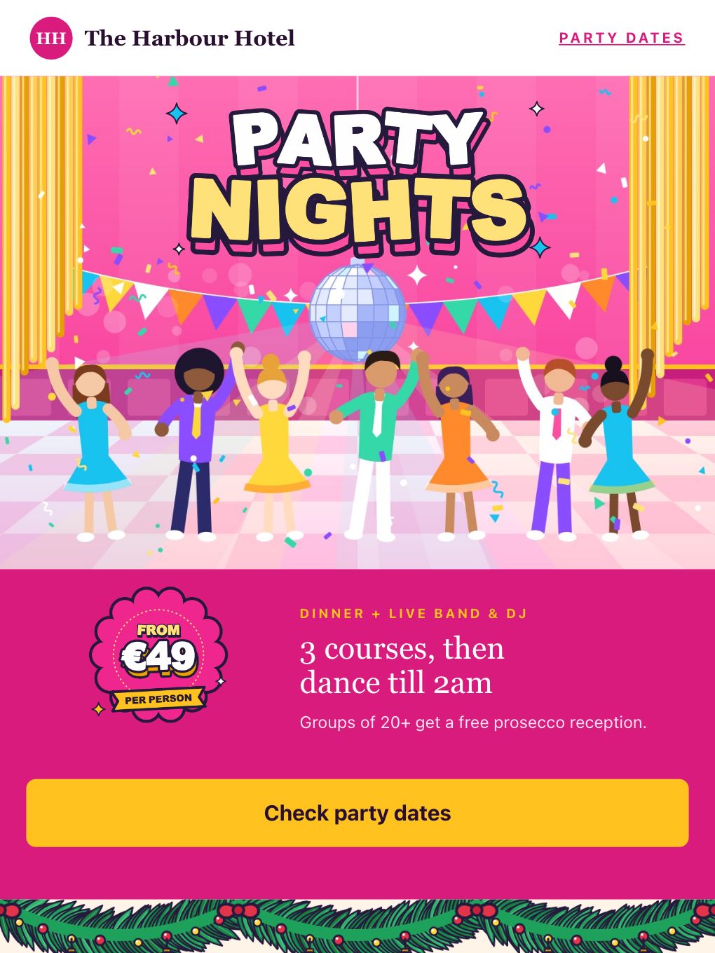 Christmas Party Nights from €49 — City Hotel — email template preview