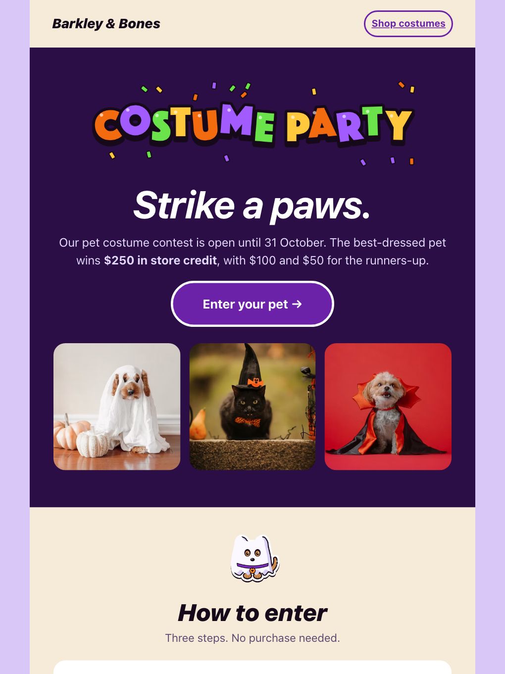 Halloween Costume Contest — Pet Store — email template preview